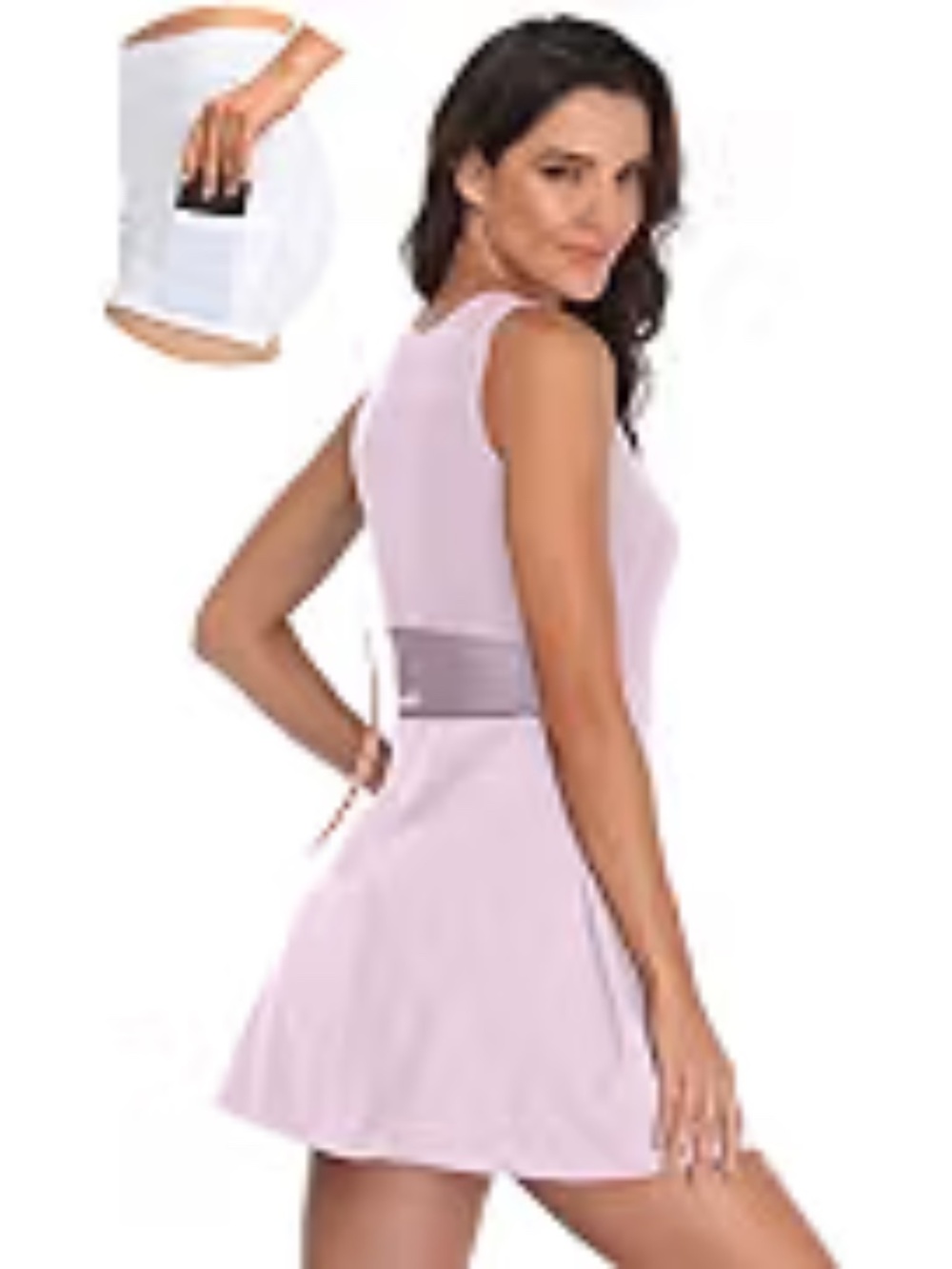 PCGAGA Women's Pink Sleeveless Athletic Dress W/Shorts & Pockets